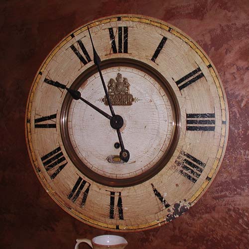 Wall behind clock